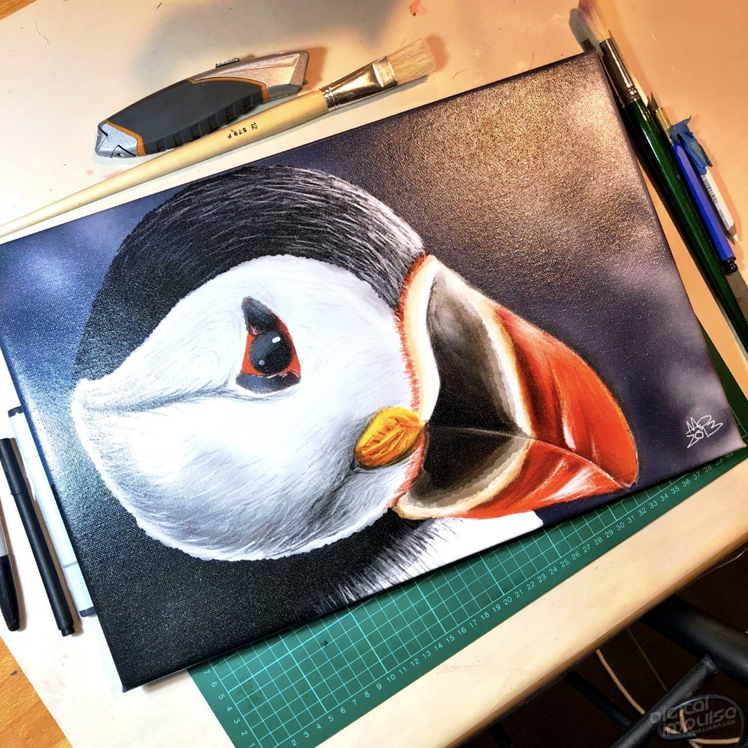 Puffin - 30x45cm Canvas Print - Actual Size preview image