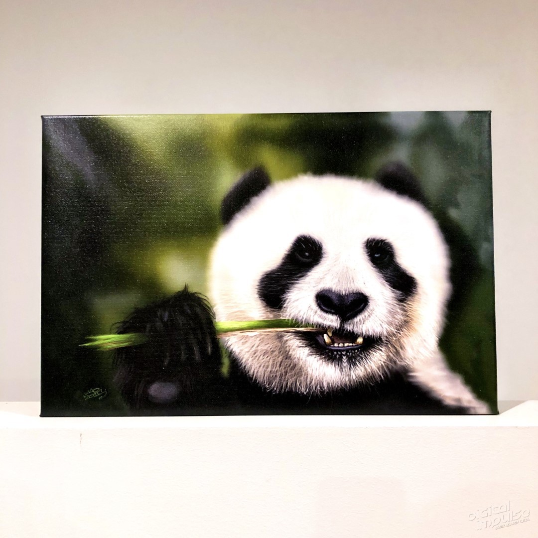 Munching Panda - 30x45cm Canvas Print preview image