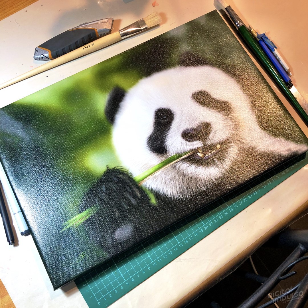 Munching Panda - 30x45cm Canvas Print - Actual Size preview image