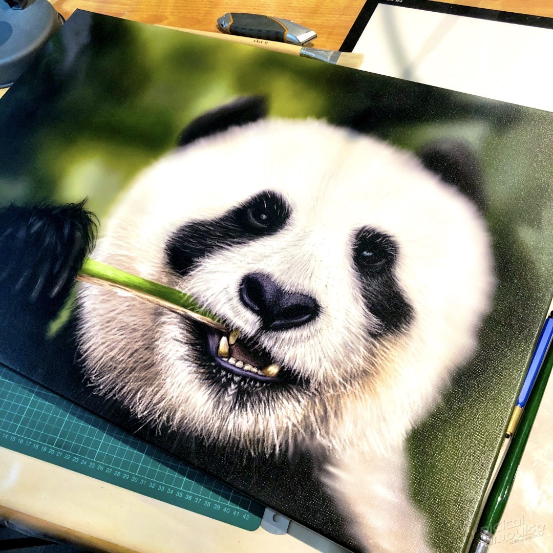 Munching Panda - 50x75cm Canvas Print - Actual Size preview image
