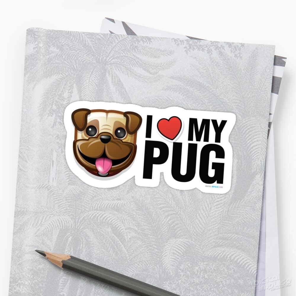I Love My Pug - Sticker