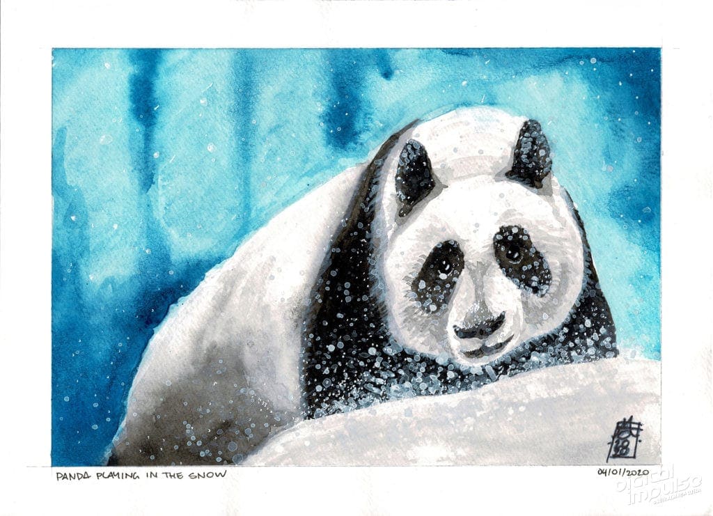 Panda Playing in the Snow image
