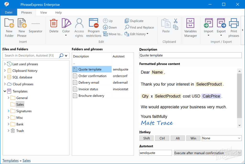 PhraseExpress Screenshot image