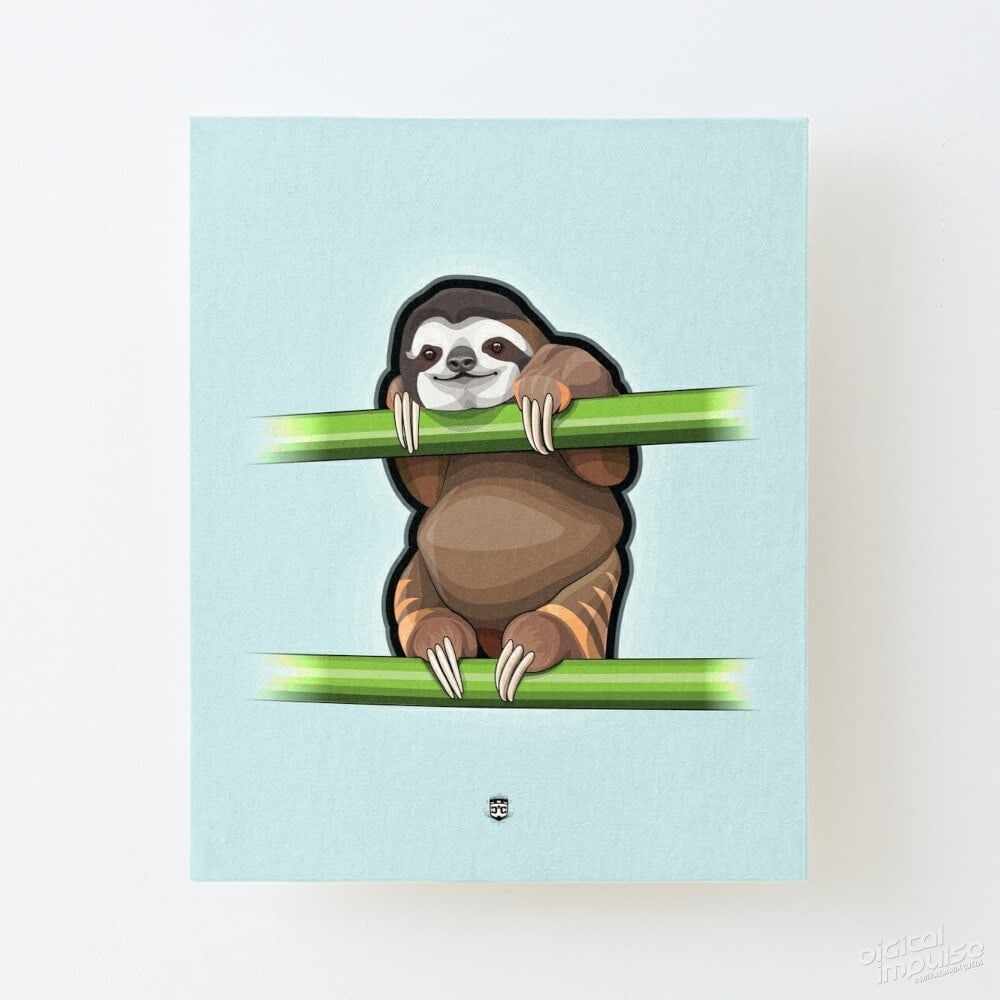 Let's Hang & Do Nothing Sloth - Canvas Mounted Print image