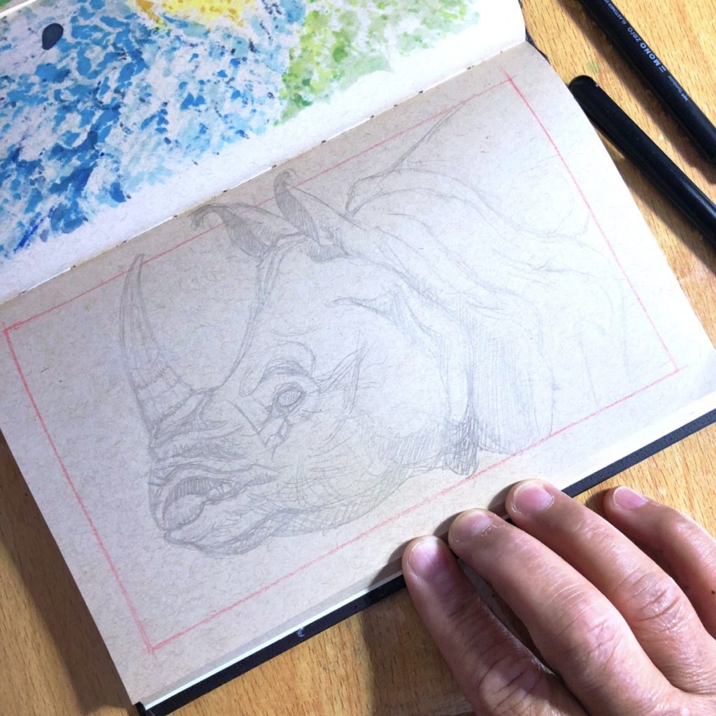 One-Horned Rhinoceros Copic Marker Illustration - 07 preview image
