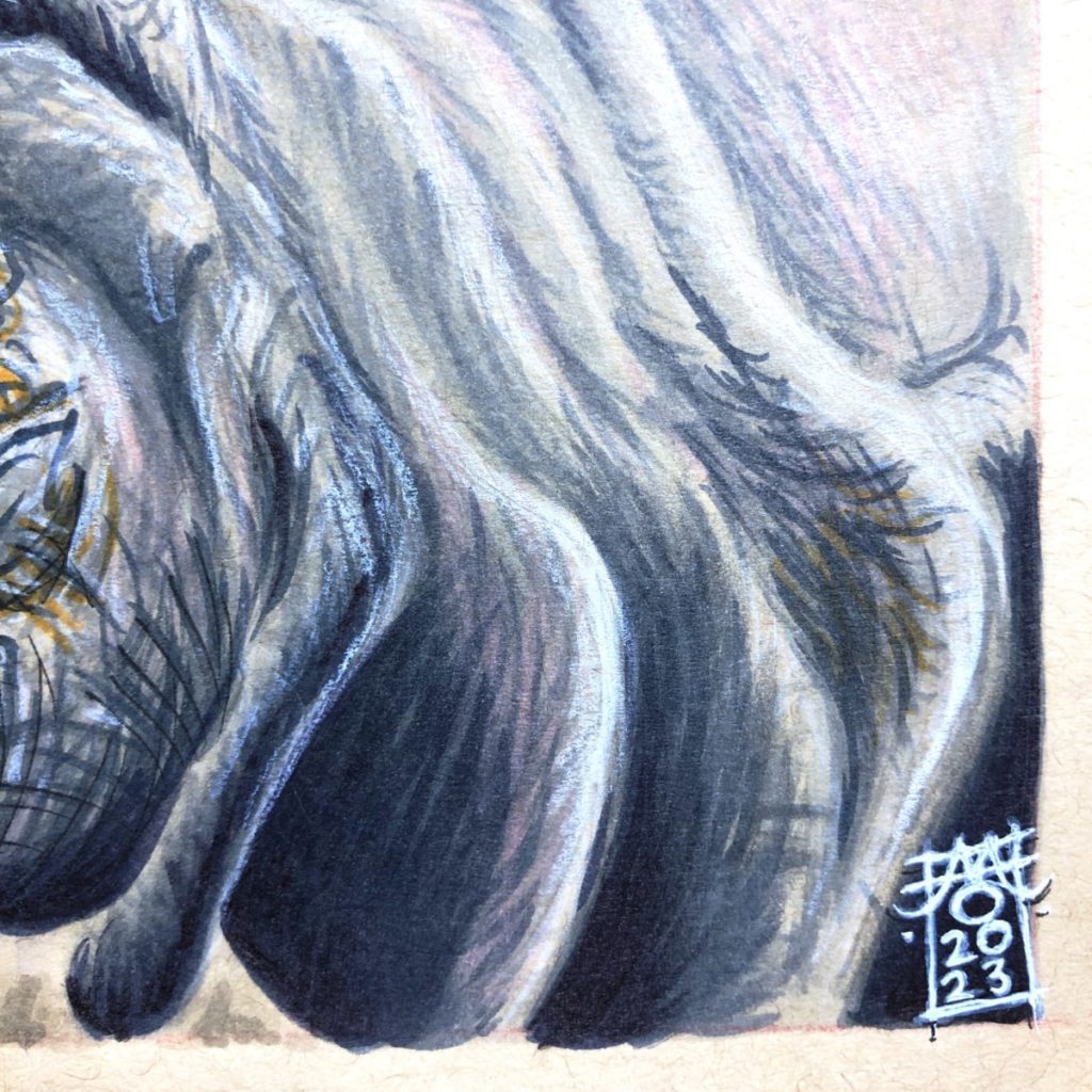 One-Horned Rhinoceros Copic Marker Illustration - Signature Detail preview image